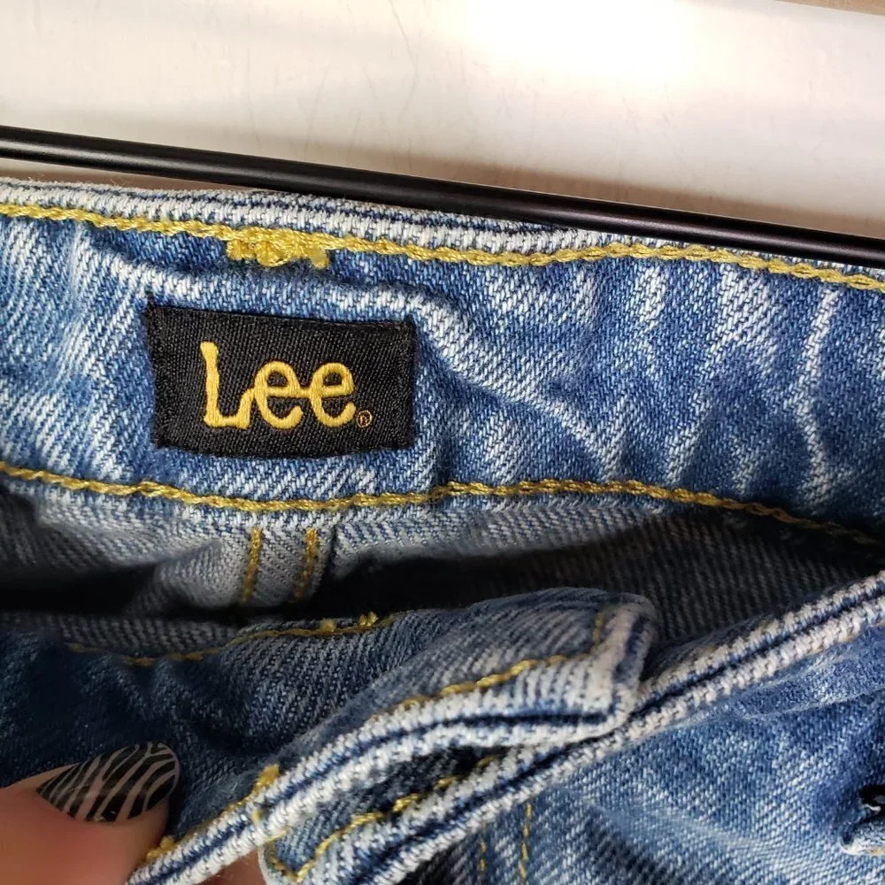 Lee Modern Vintage Distressed Denim Mini Skirt 29 M Prairie‎ Blue Jean